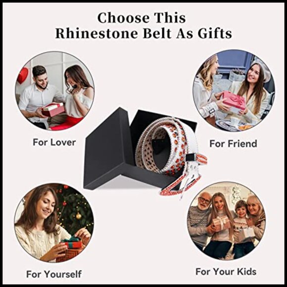 Western Rhinestone Studded Leather Belt for Women and Men main image 5